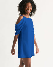 Load image into Gallery viewer, True Blue Dragon Women's Open Shoulder A-Line Dress