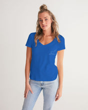 Load image into Gallery viewer, True Blue Dragon Women's V-Neck Tee
