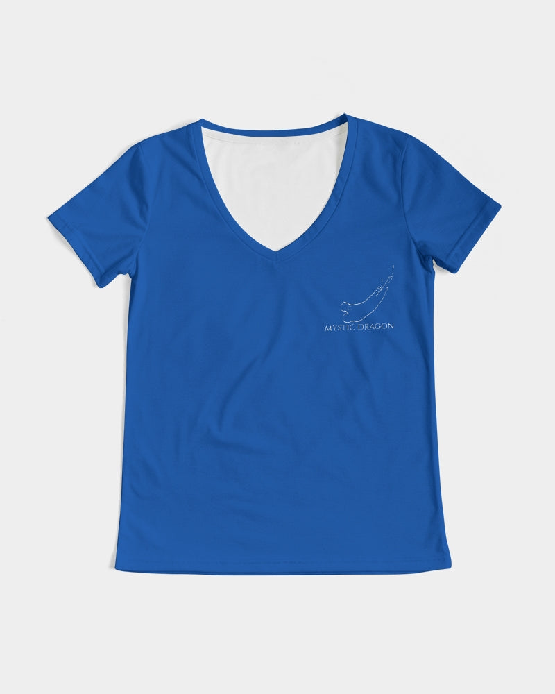 True Blue Dragon Women's V-Neck Tee