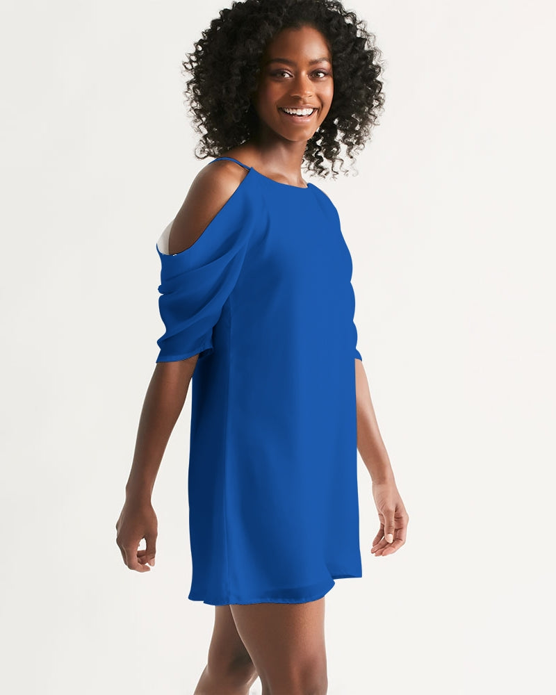 True Blue Dragon Women's Open Shoulder A-Line Dress